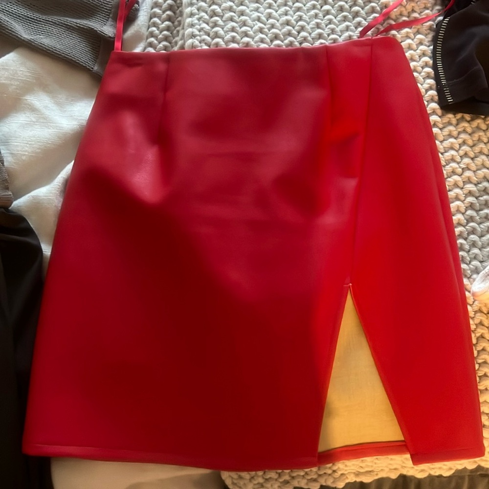 Superdown Red leather mini